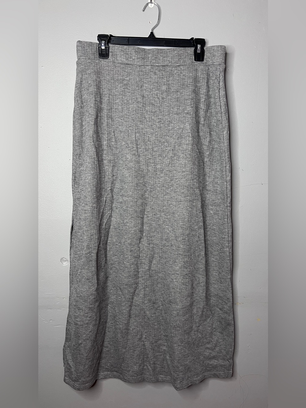 HALARA Mockingbird Ribbed High Waisted Hem A Line Maxi Fleece Skirt w/ Side Slit